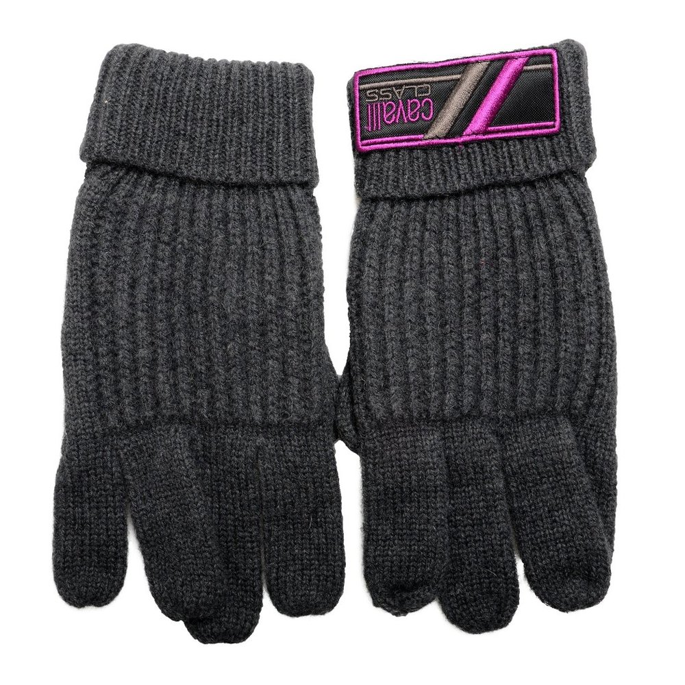 Cavalli Class Unisex 100% Wool Gray Knitted Gloves One Size